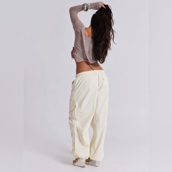 Jaded London Ecru Parachute Cargo Pants Size S - Picture 5 of 16